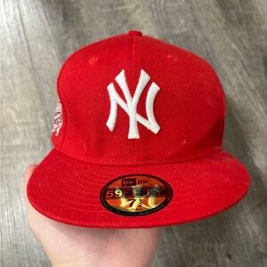 RARE Red New York Yankees Cap World Series